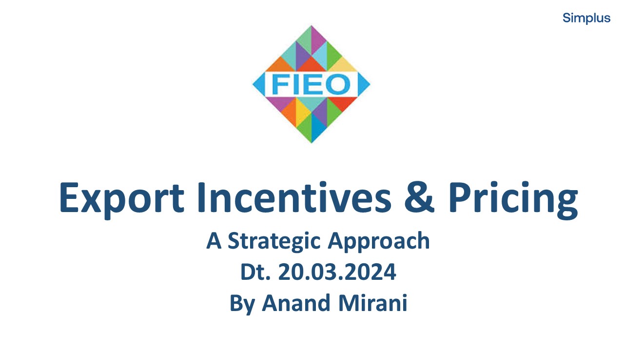 Export Incentives & Pricing: A Strategic approach !!